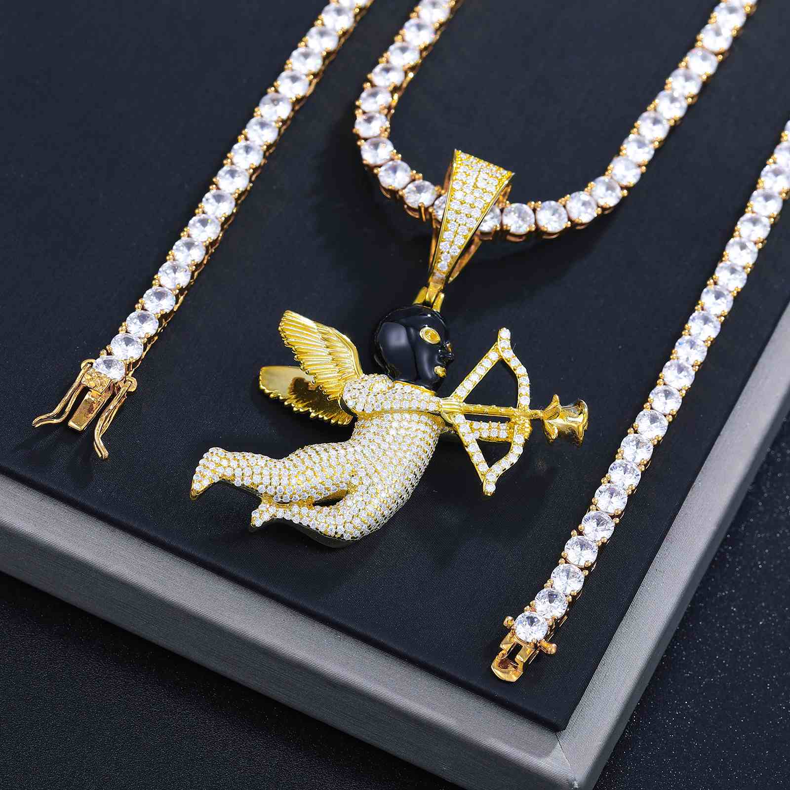 Angel Cupid Pendant Black Masked Arrow Of Eros