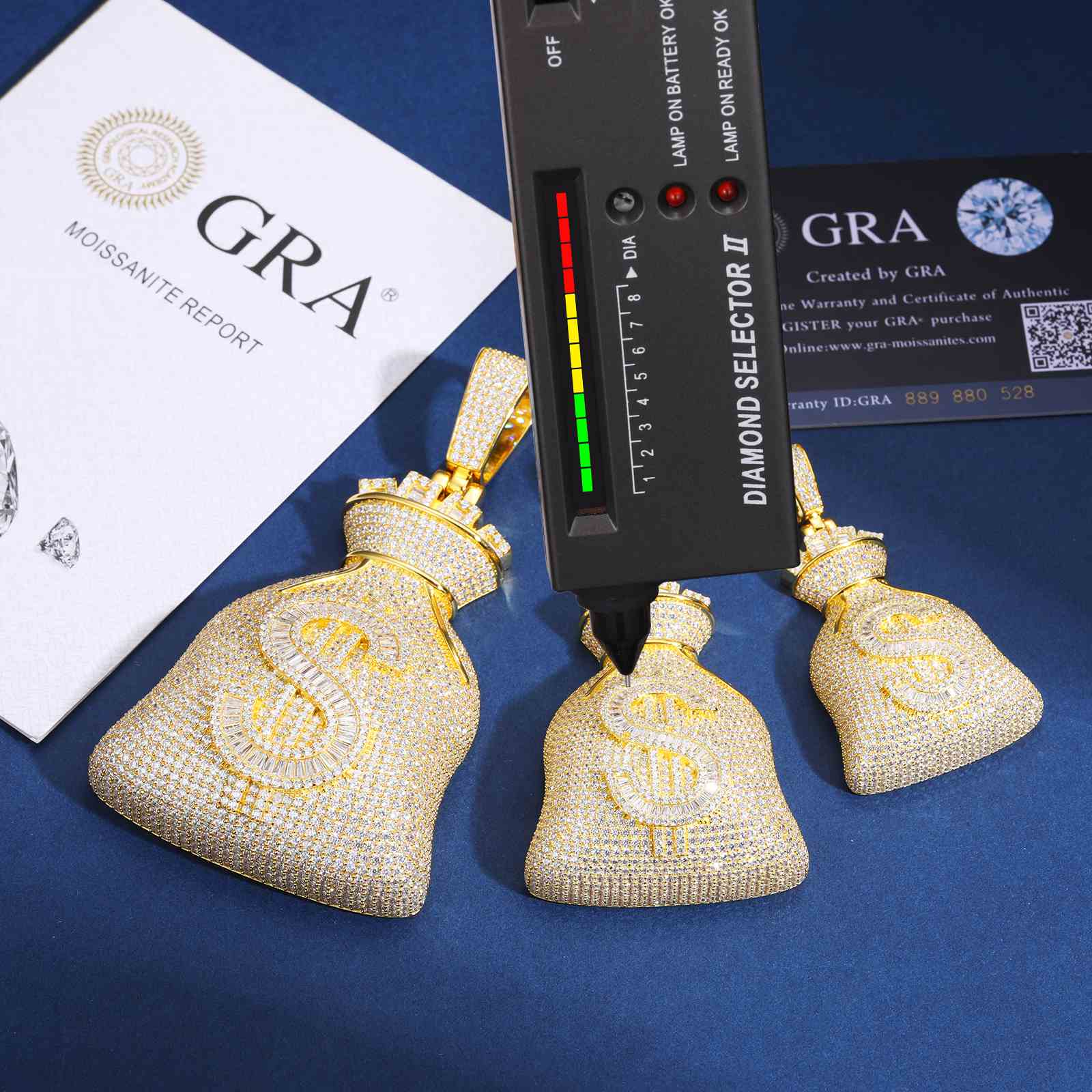 3 Sizes Baguette Dollar Money Bag Pendant