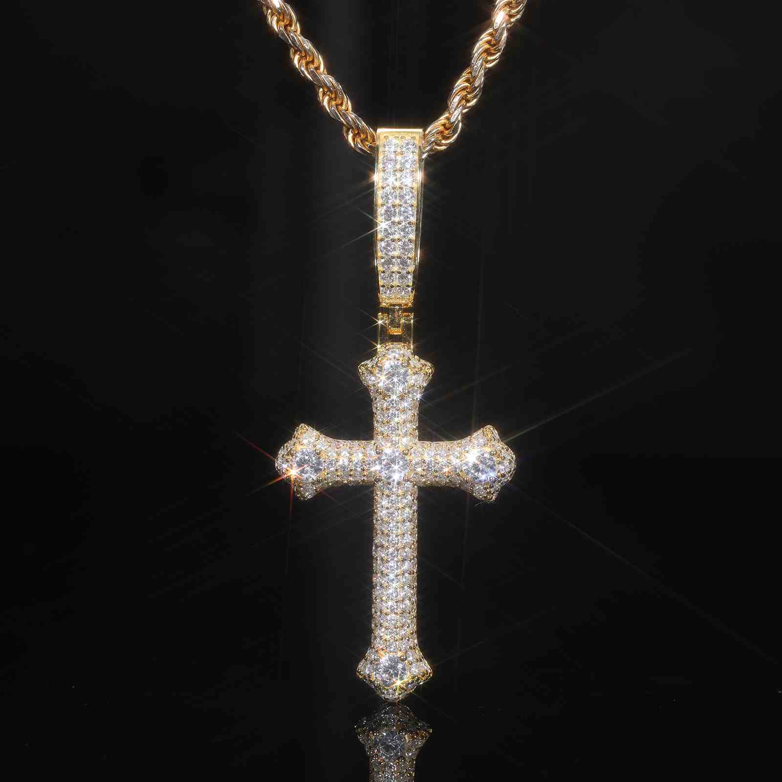 925 Silver Moissanite Iris Cross Pendant