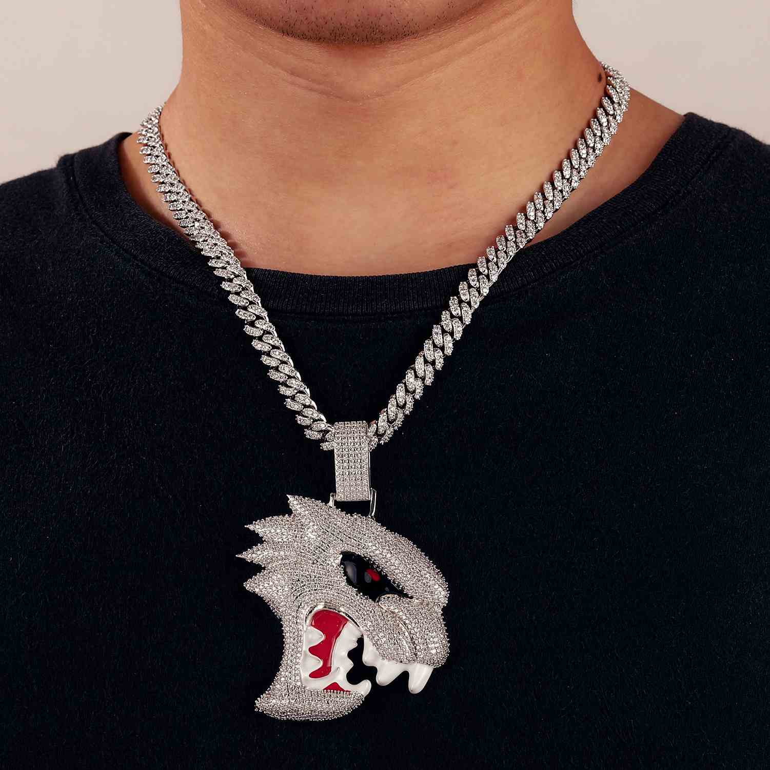 Customized 3D Animal Black Wolf Pendants