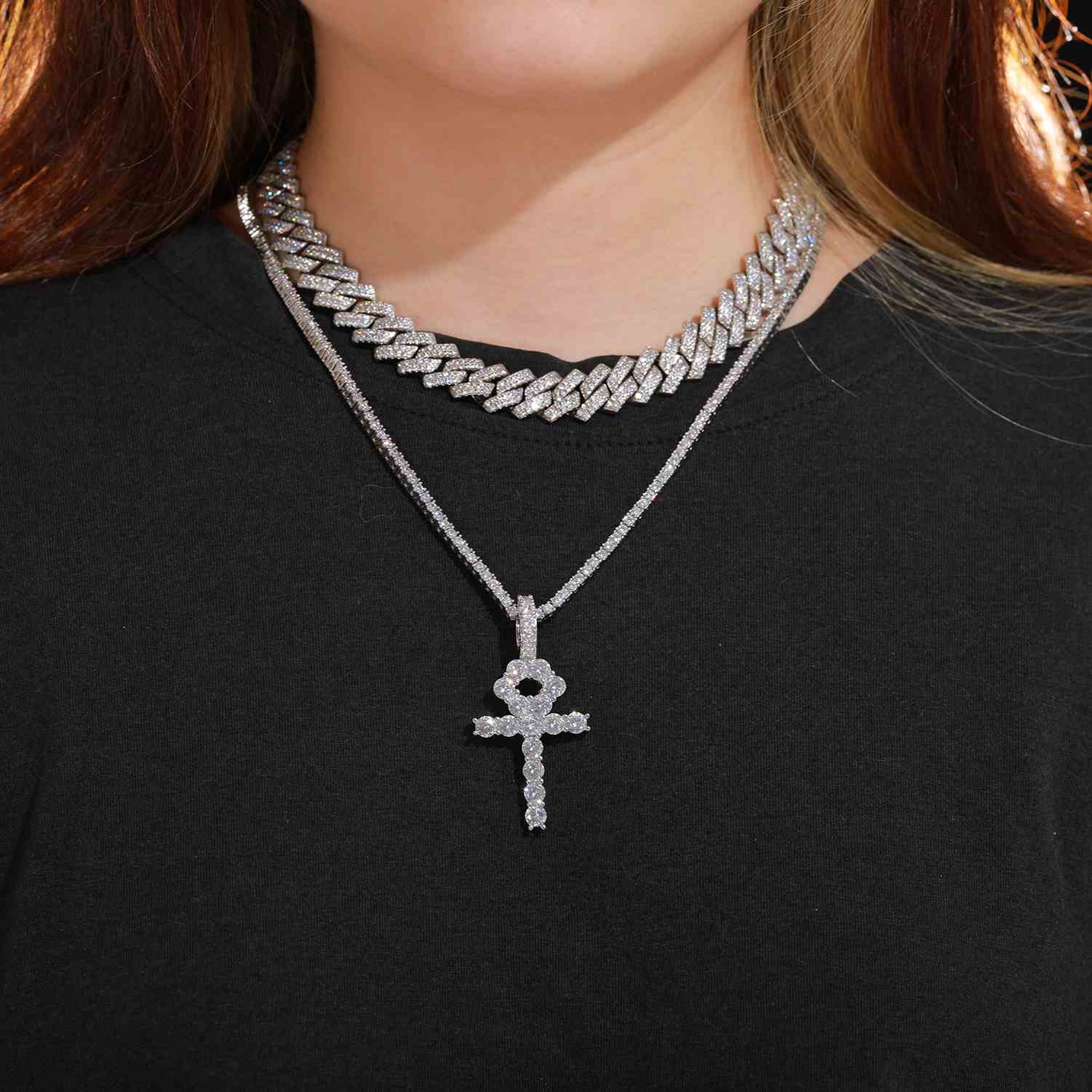 1 Row Ankh Cross Pendant