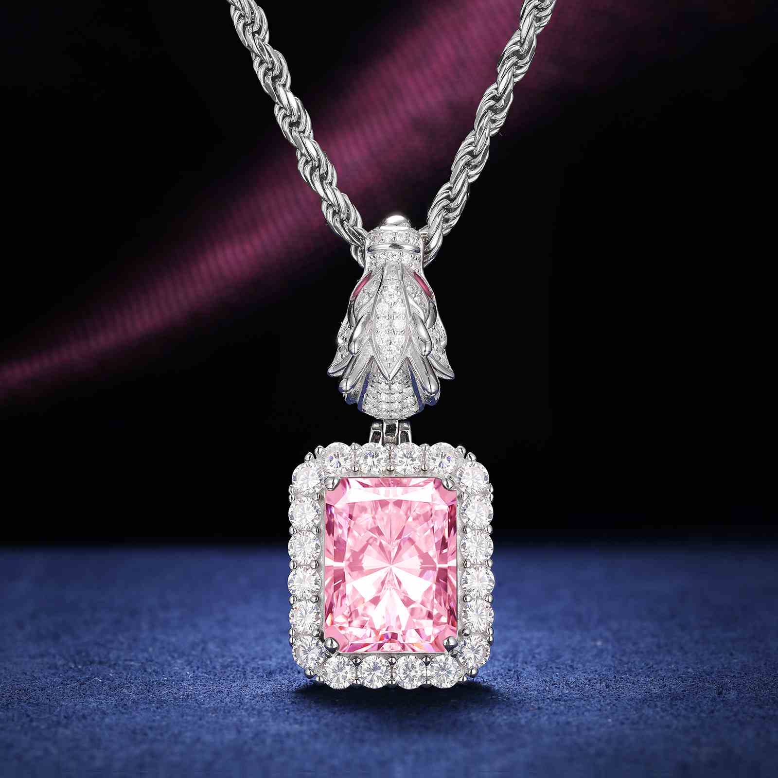 Cushion Cut CZ Dragon Head Clasp Pendant