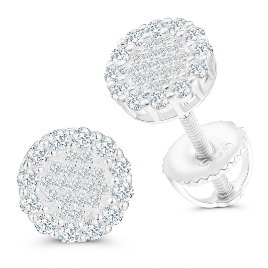 925 Silver Moissanite Round Pave Burst Stud Earrings TQE0153