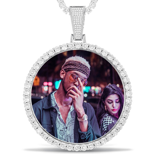 Custom Picture Circle Pendant Iced Hip Hop Photo Jewelry CZP0435
