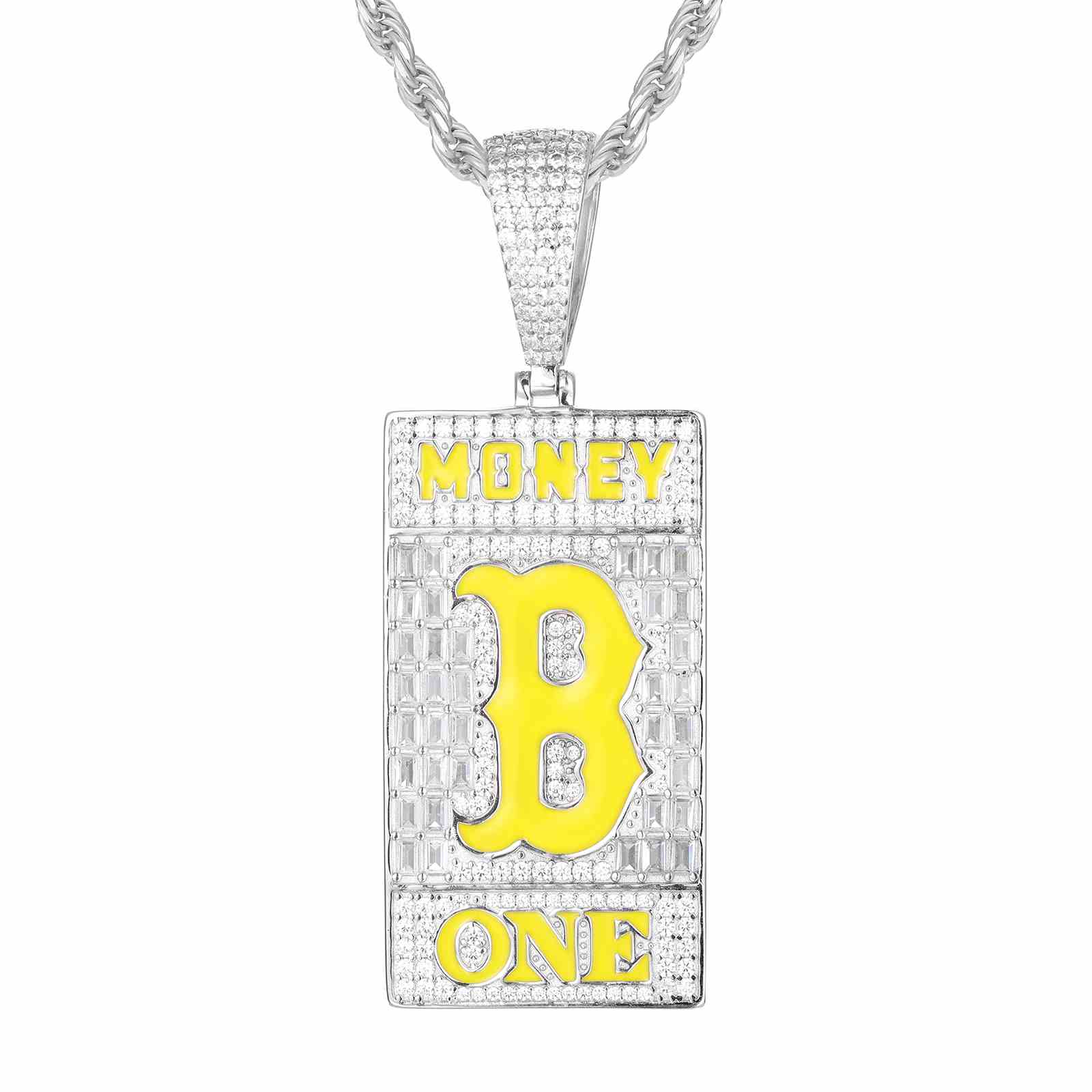 Baguette Tag Glowing Letter Pendant