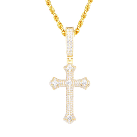 925 Silver Moissanite Bone Cross Pendant TQP0439