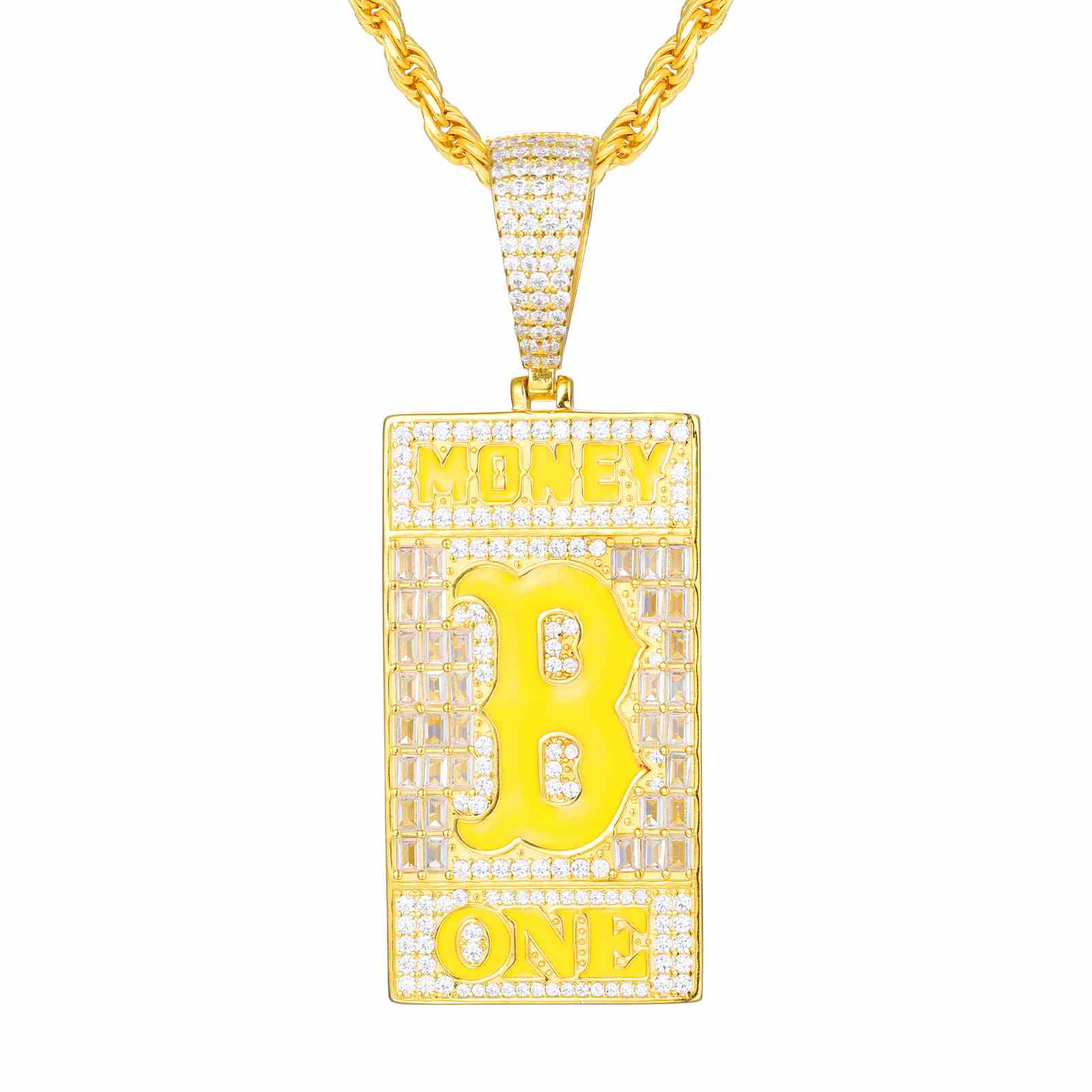 Baguette Tag Glowing Letter Pendant