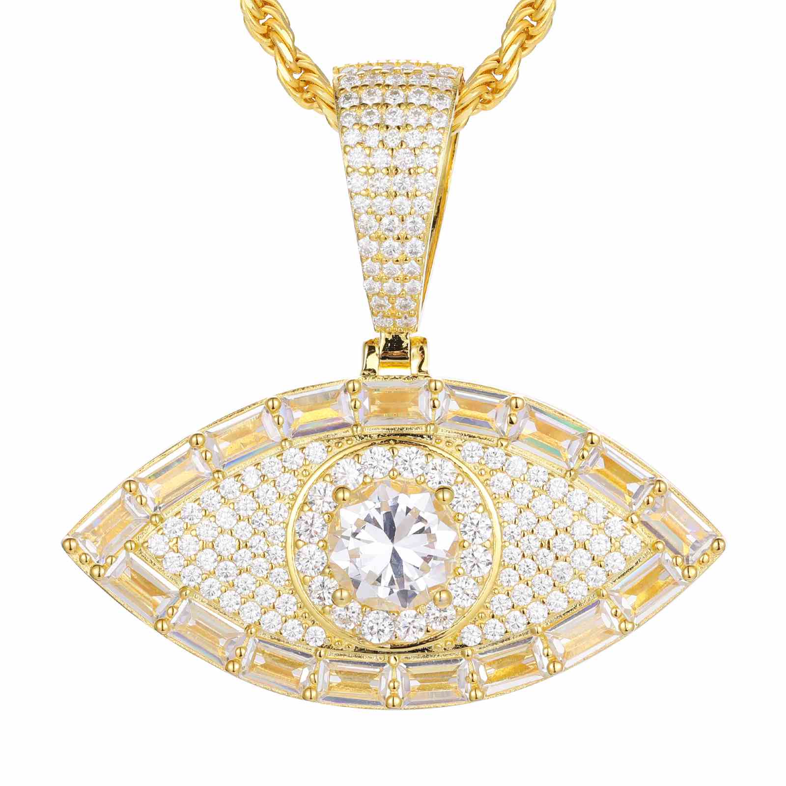 Baguette Evil Eye Pendant