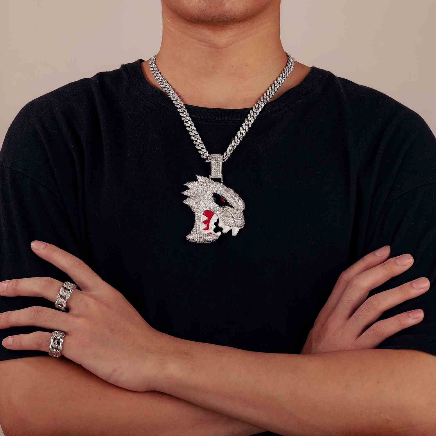 Customized 3D Animal Black Wolf Pendants