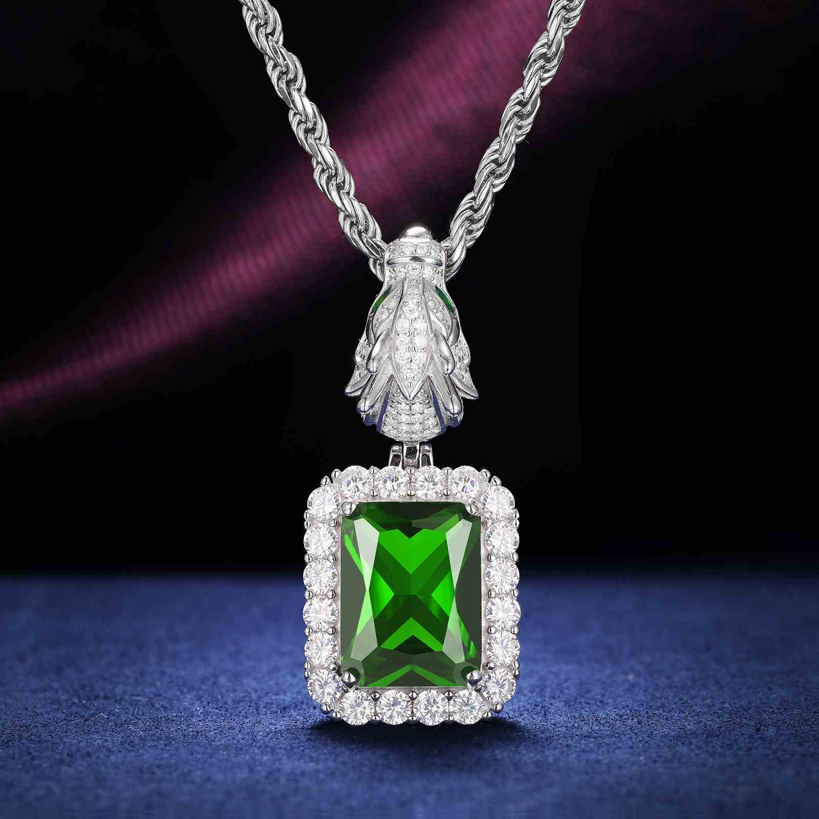 Cushion Cut CZ Dragon Head Clasp Pendant