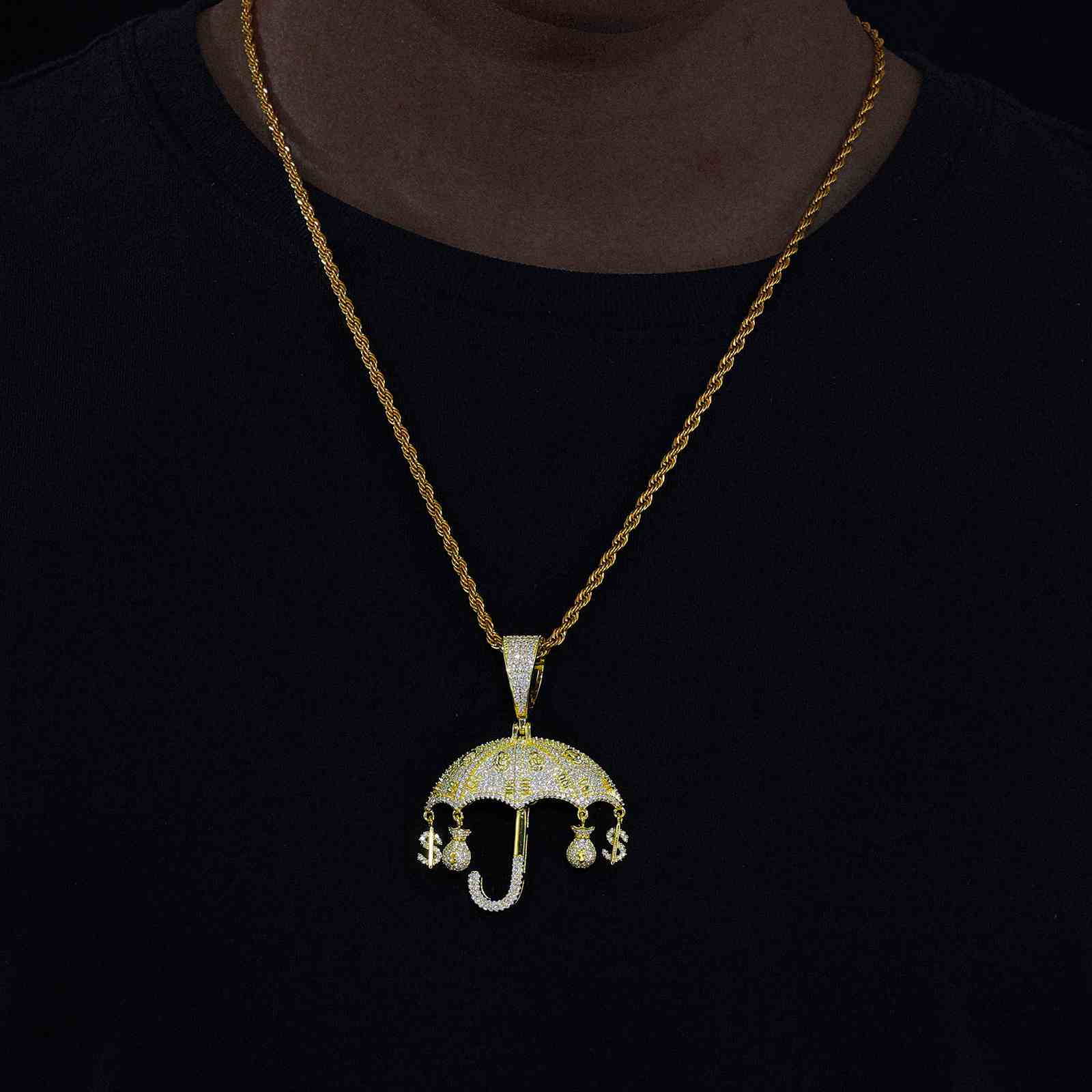 Umbrella Pendant With Money Bag and Dollar Charm