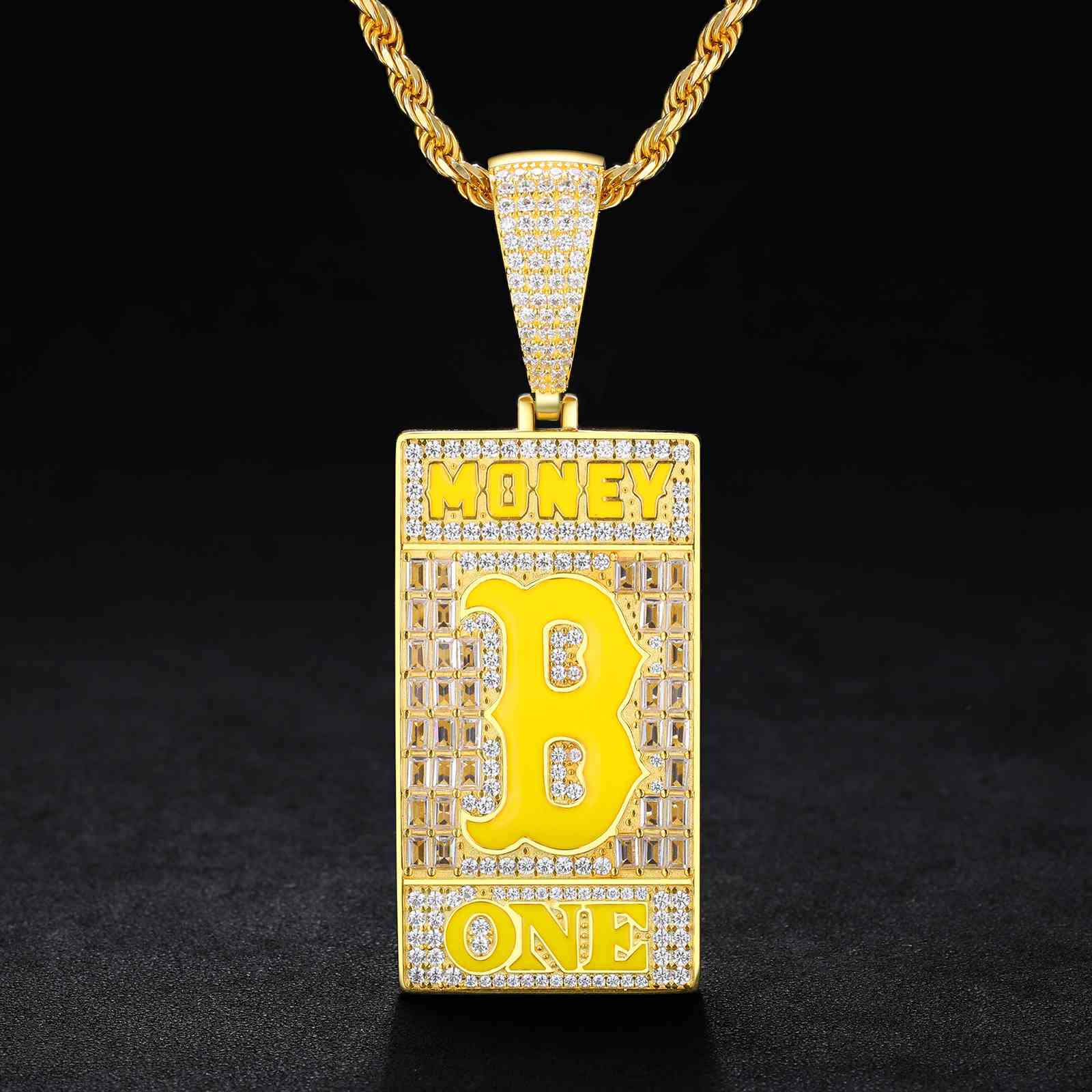 Baguette Tag Glowing Letter Pendant