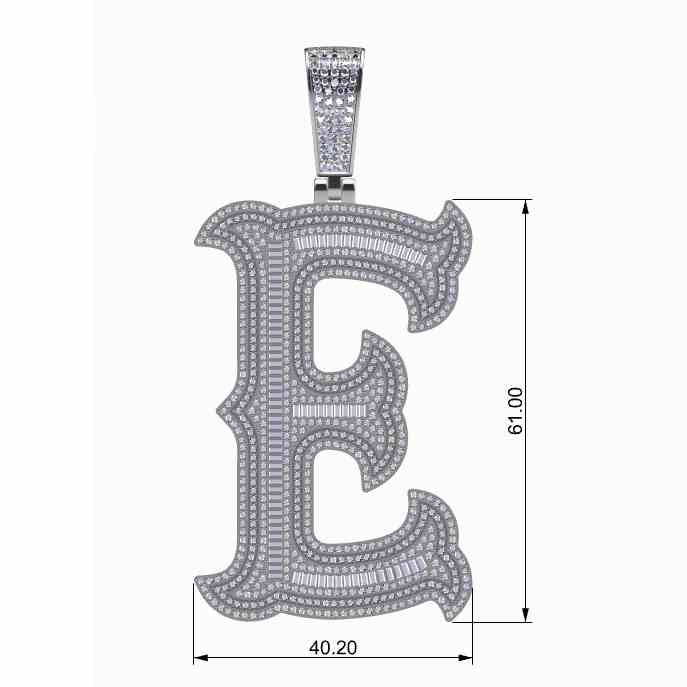 Big Size Baguette Diamond 26 Letters Pendant