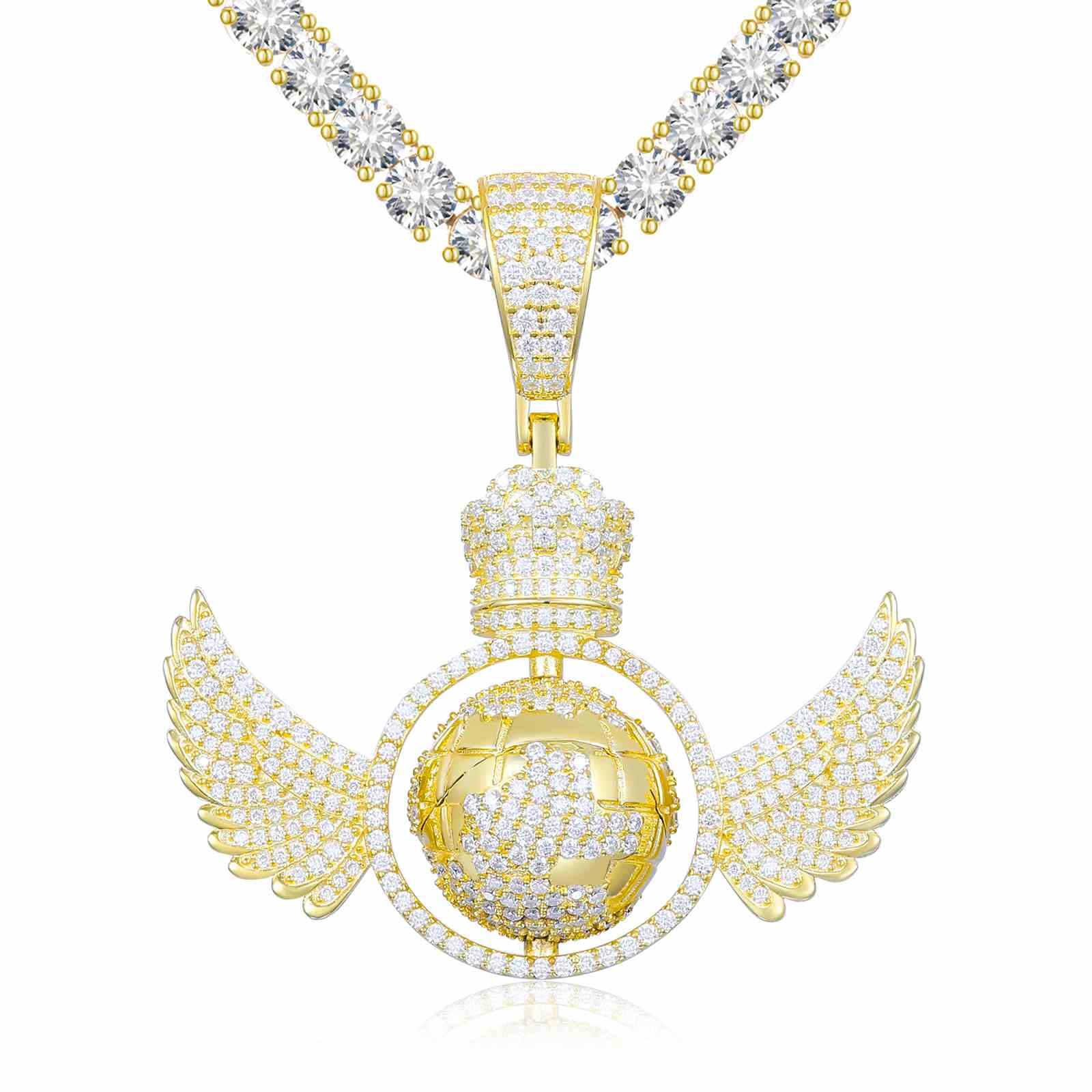 Rotating Globe Wing Pendant