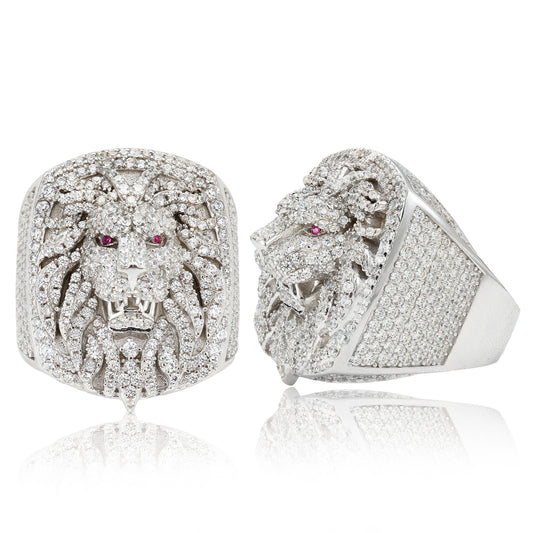 925 Silver Moissanite Lion Head Statement Ring for Men TQR0398