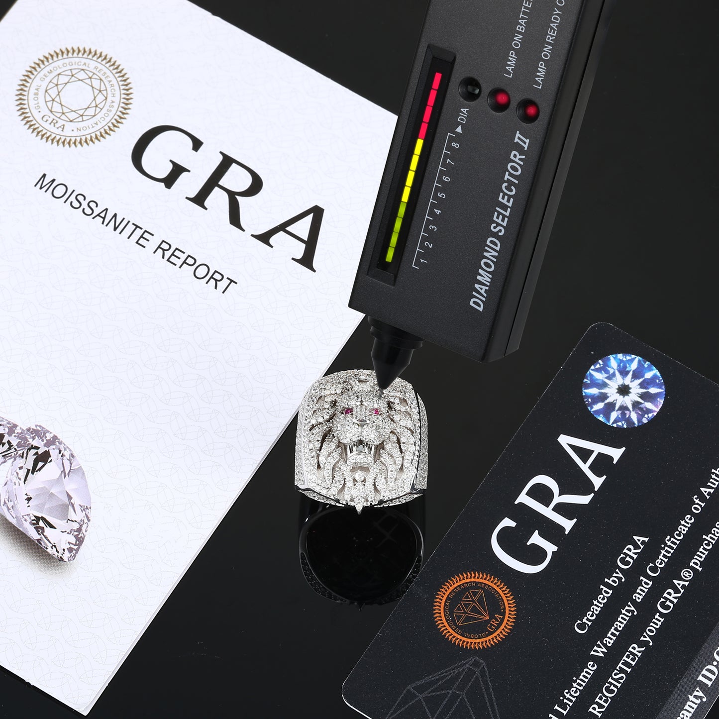 925 Silver Moissanite Lion Head Statement Ring for Men TQR0398