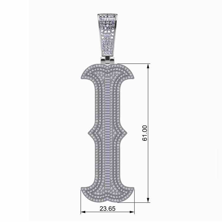 Big Size Baguette Diamond 26 Letters Pendant