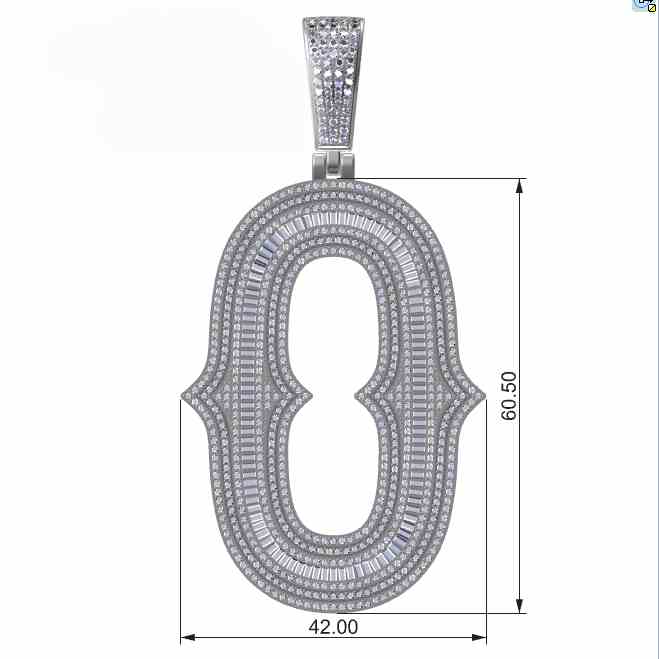 Big Size Baguette Diamond 26 Letters Pendant