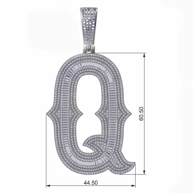 Big Size Baguette Diamond 26 Letters Pendant
