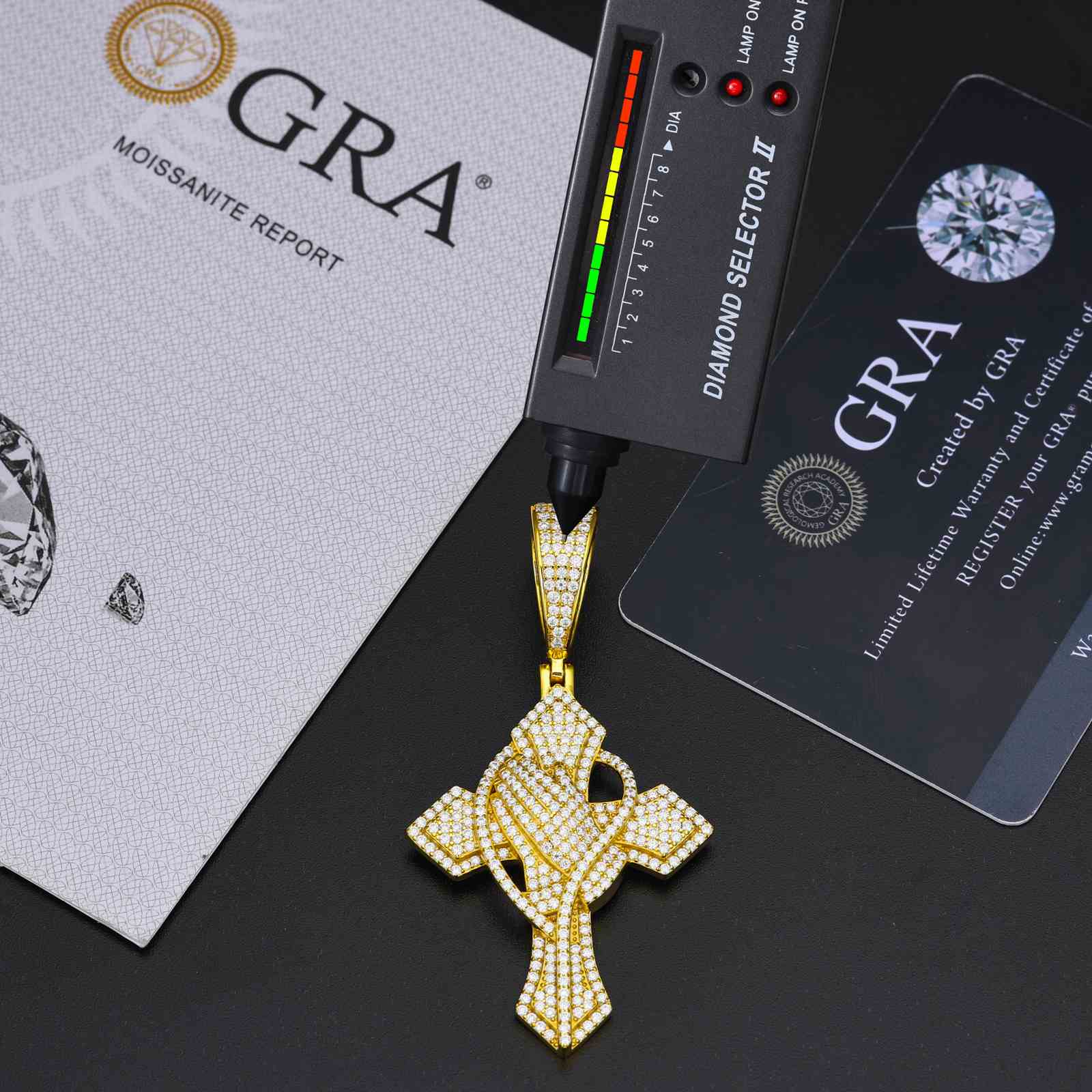 Iced Out Cross Pray Hand Pendant