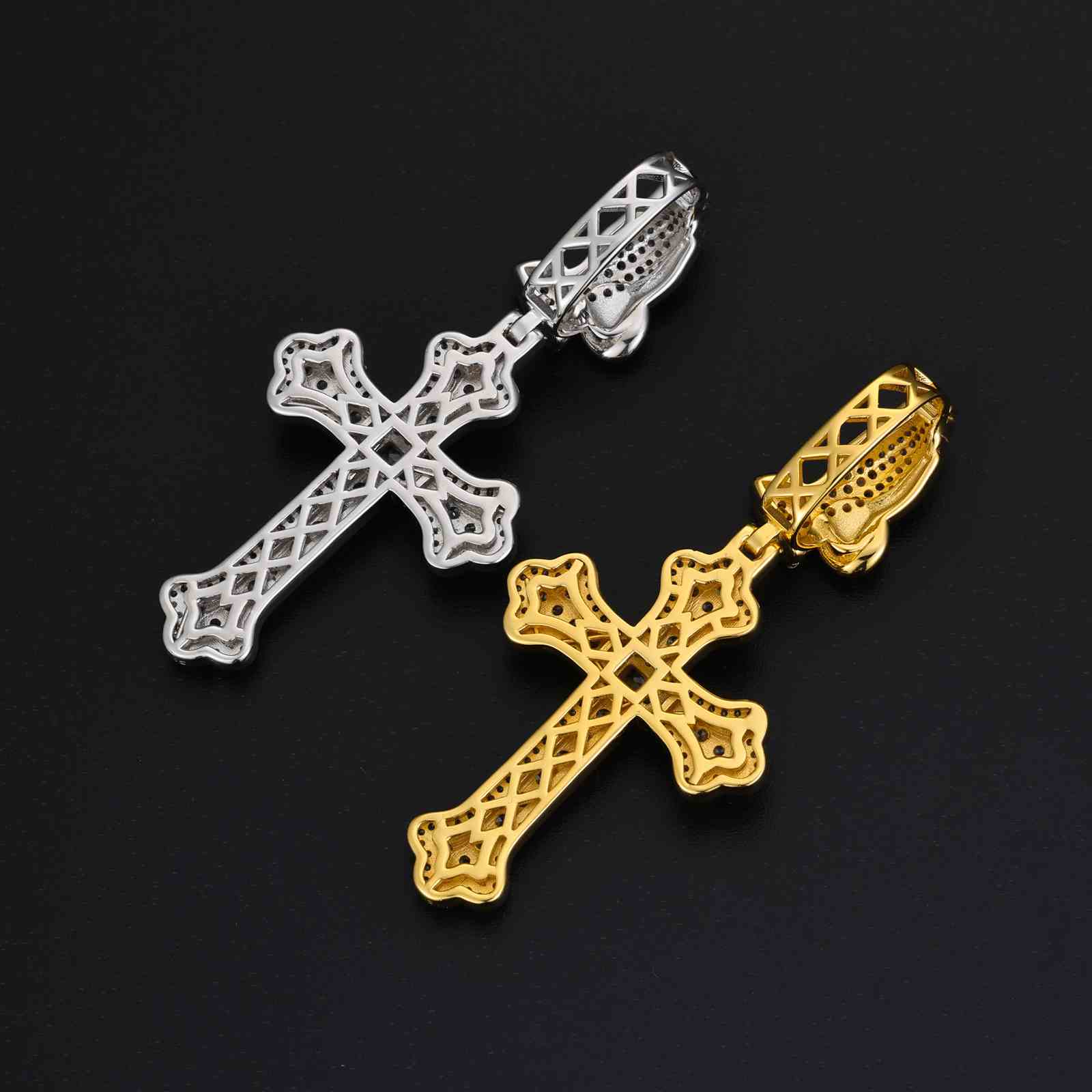 Pray Hand Buckle Iris Cross Pendant
