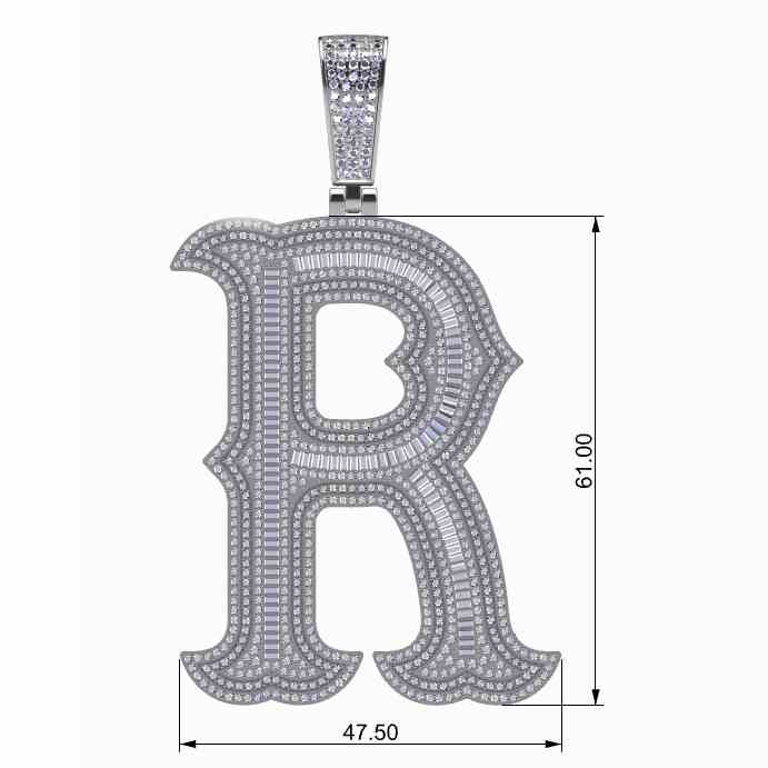 Big Size Baguette Diamond 26 Letters Pendant