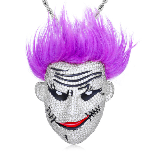 925 Silver Moissanite Purple Hair Clown Pendant TQP0266