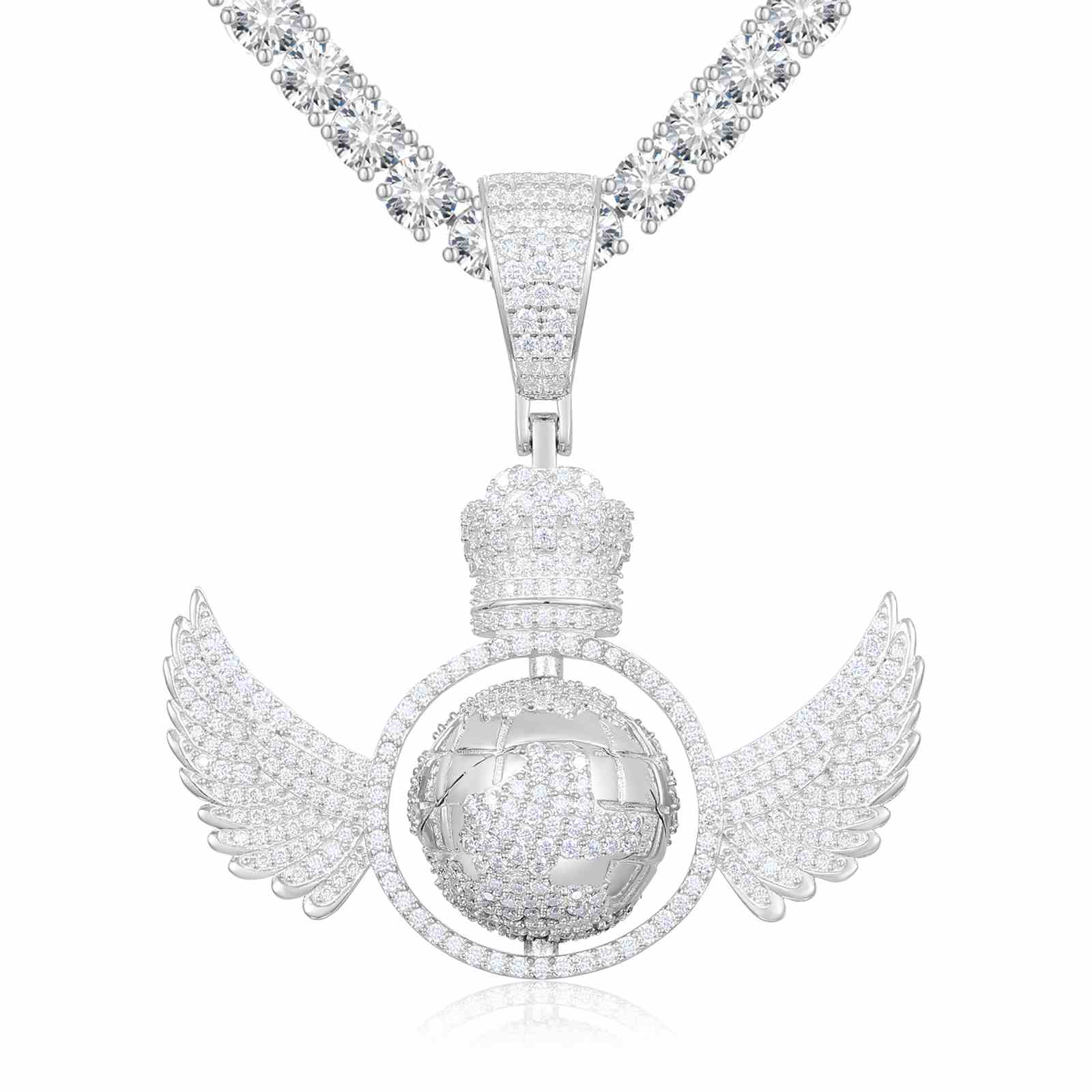 Rotating Globe Wing Pendant