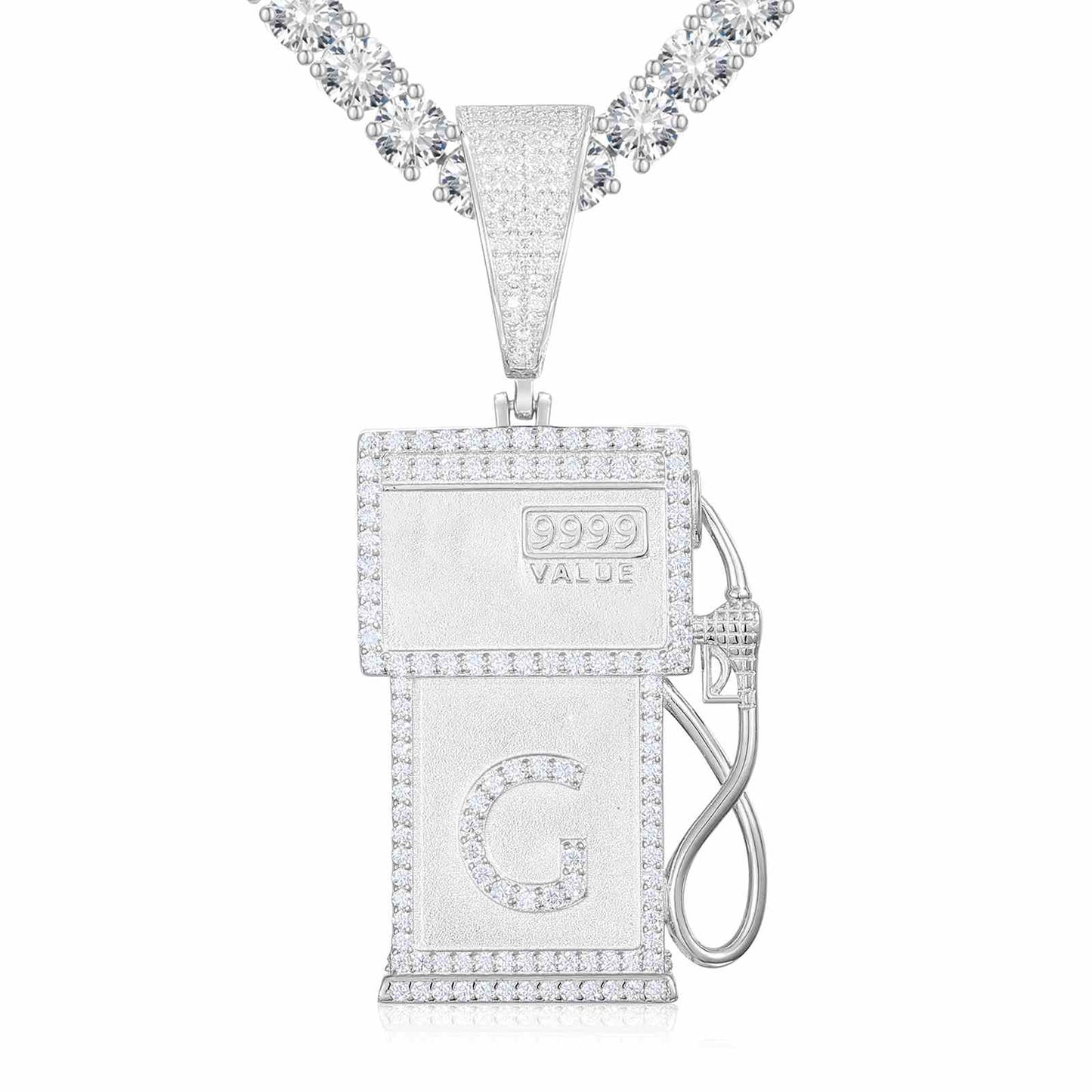(In stock)Mens 925 Silver Moissanite G Letter Pendant TQP0001