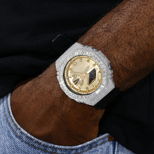 Hip Hop Moissanite Baguette Halo Bezel Case for GA2100 TQW0019