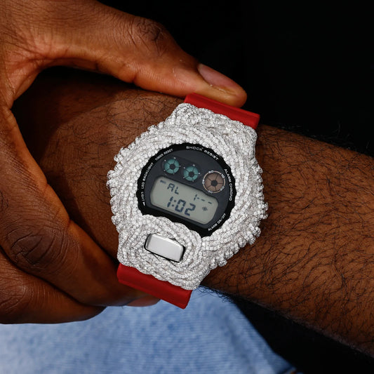 Iced Out Moissanite Rope Watch Bezel Case for DW6900 Series TQW0040