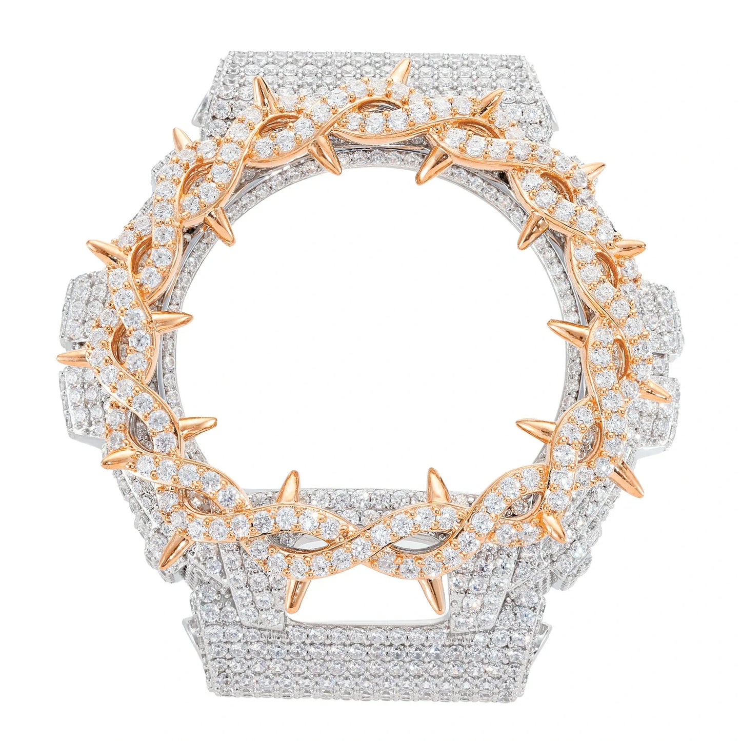 Barbed Wire Iced Out Moissanite 925 Silver Watch Case for DW6900 TQW0037