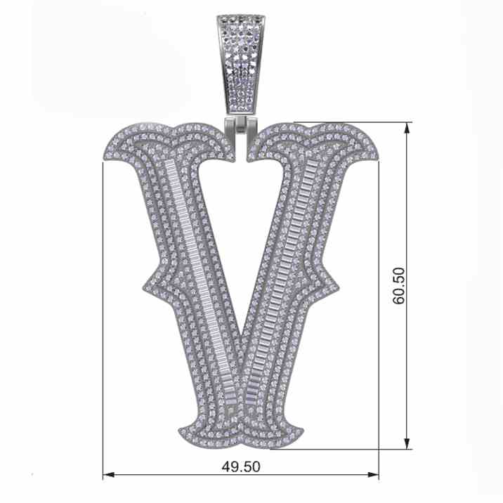 Big Size Baguette Diamond 26 Letters Pendant