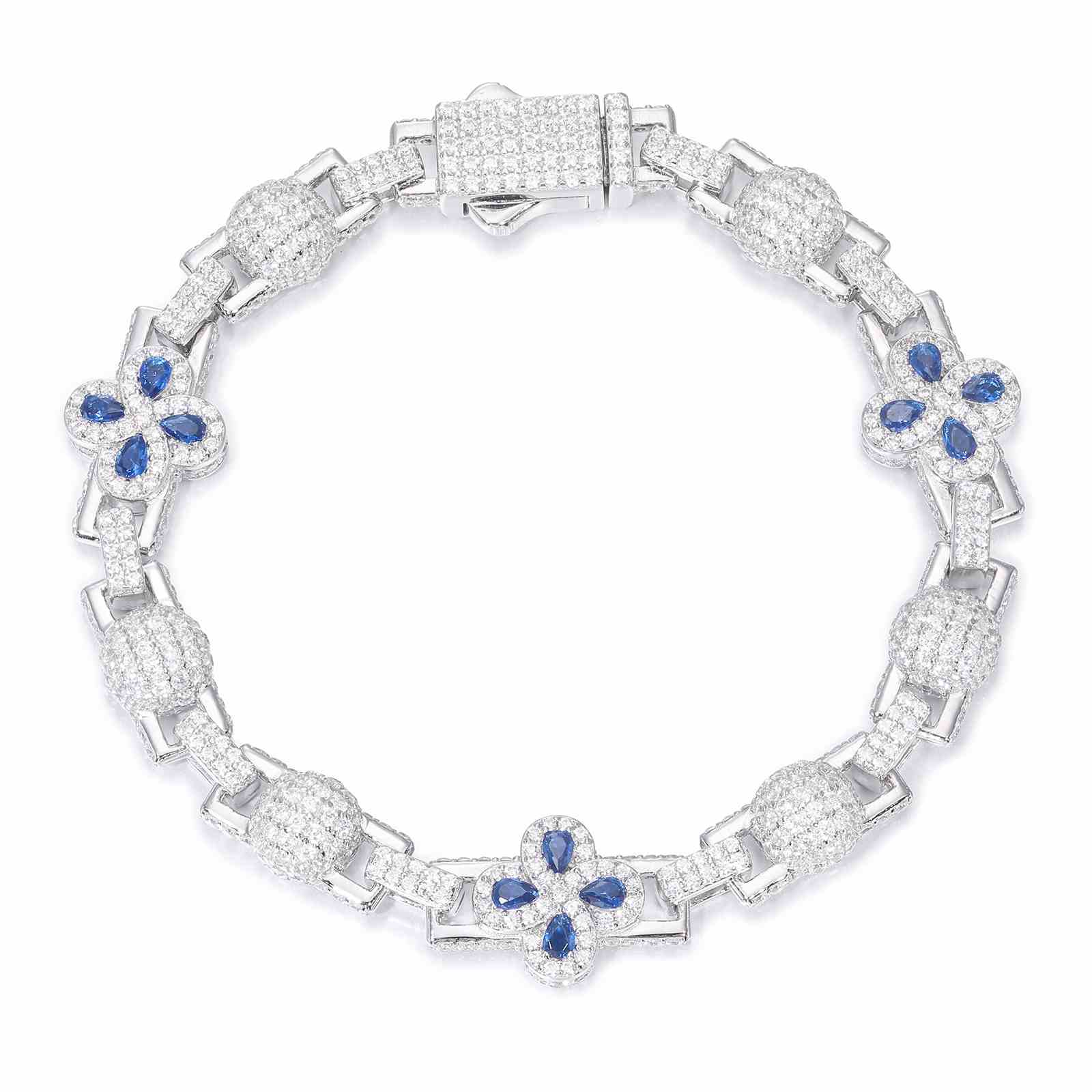 11mm Pear Cut CZ Four Leaf Clover Bracelet