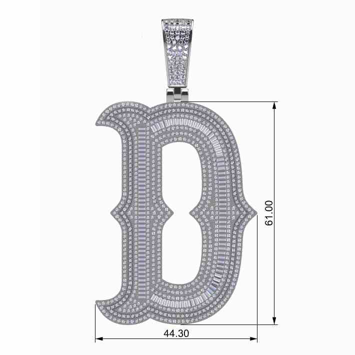 Big Size Baguette Diamond 26 Letters Pendant