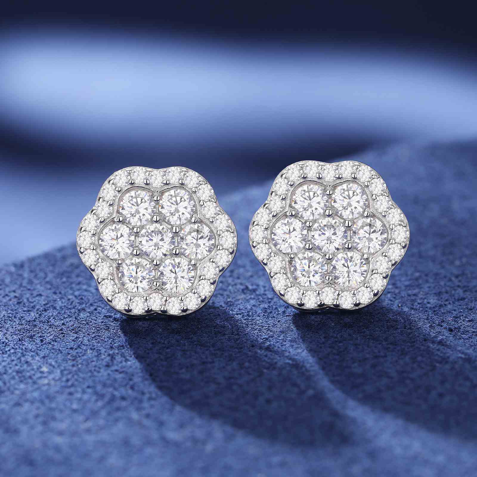 diamond flower earrings