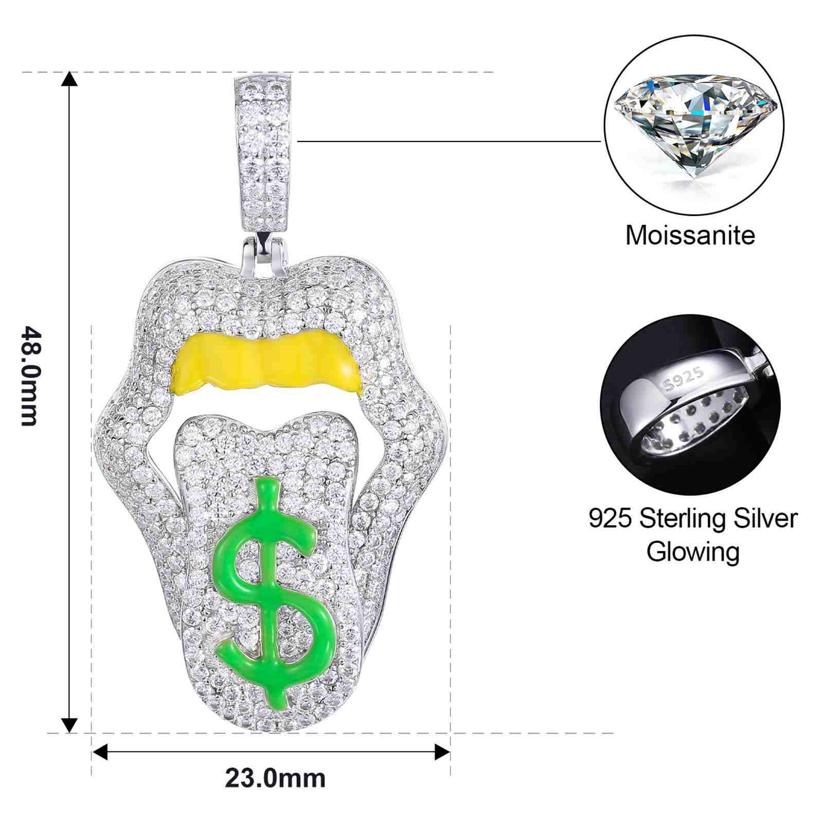 Glow In The Dark Lip Mouth Dollar Pendant