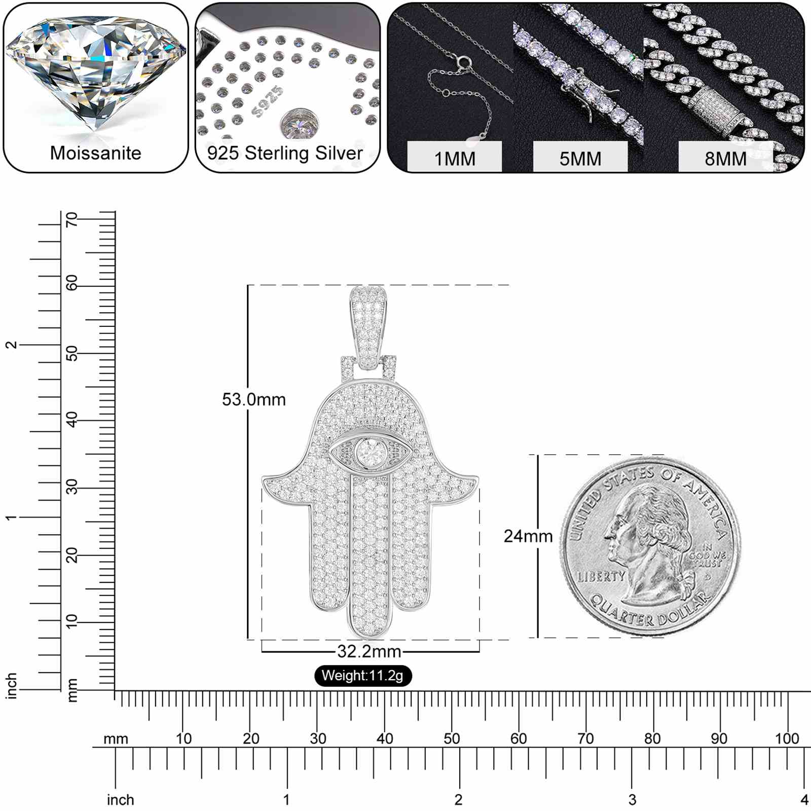 Evil Eye Hamsa Hand Pendant