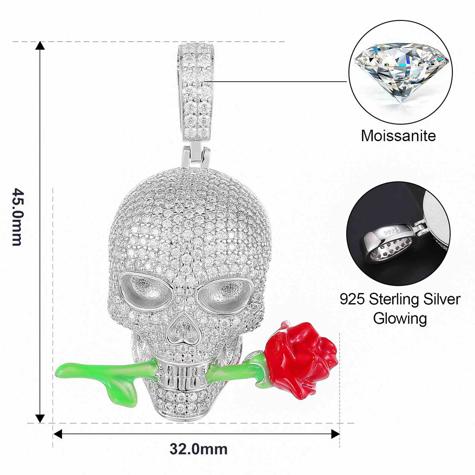 Glow In The Dark Rose Knight Pendant