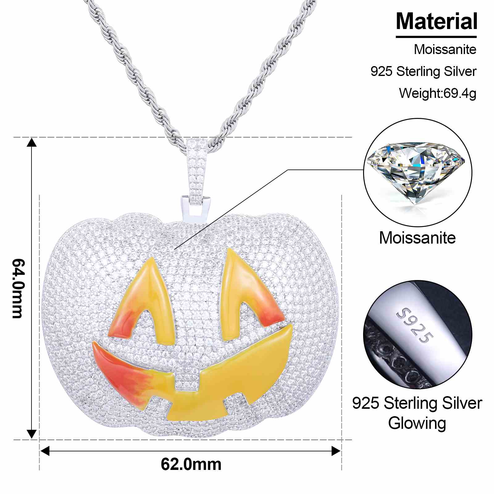Glowing Pumpkin Smile Face Pendant