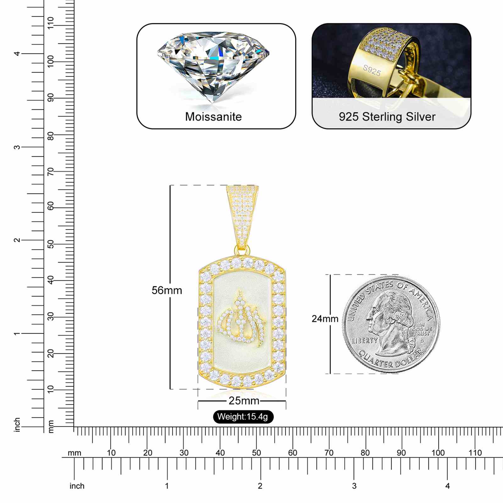Allah Pattern Tag Pendant