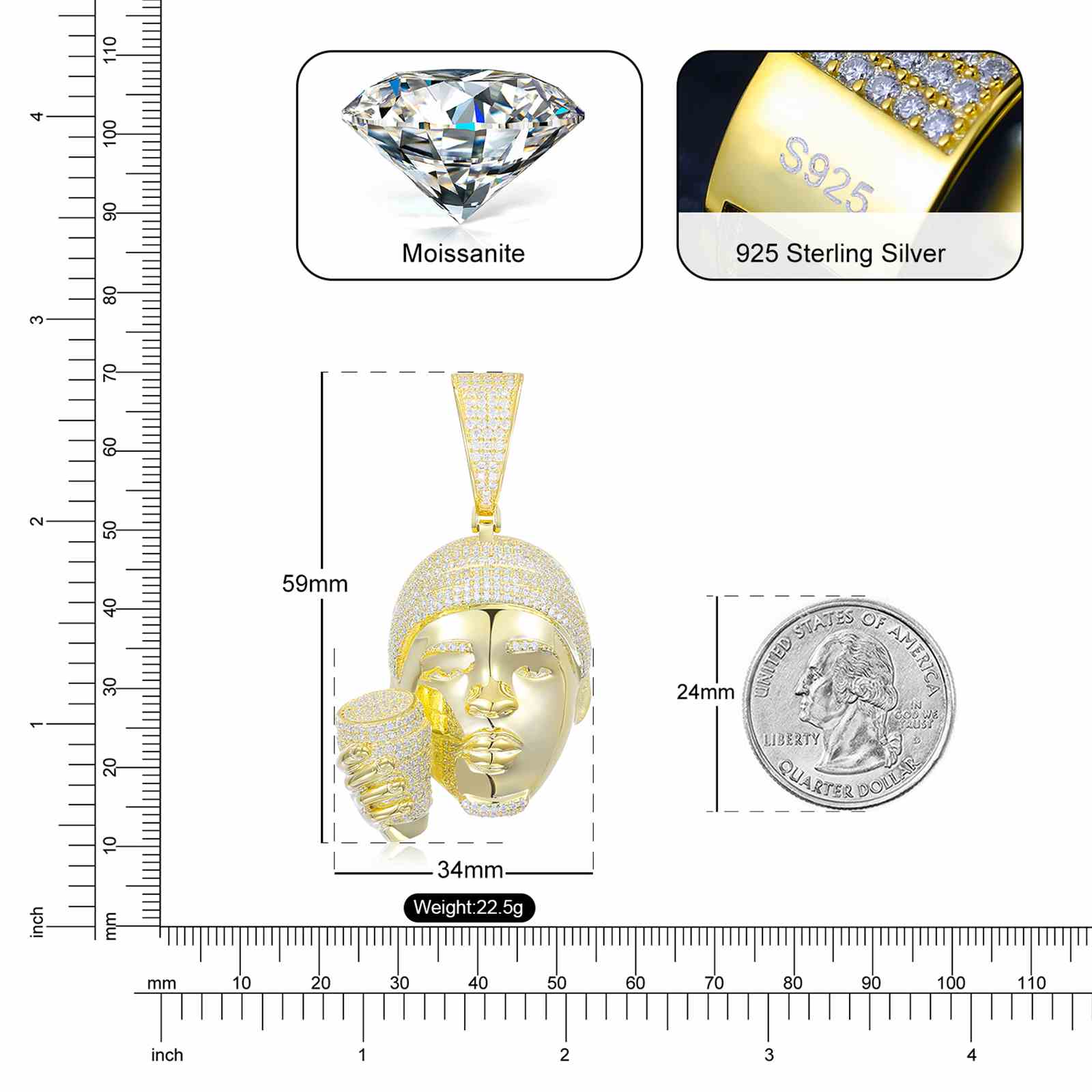 Rapper Head Pendant With Cup