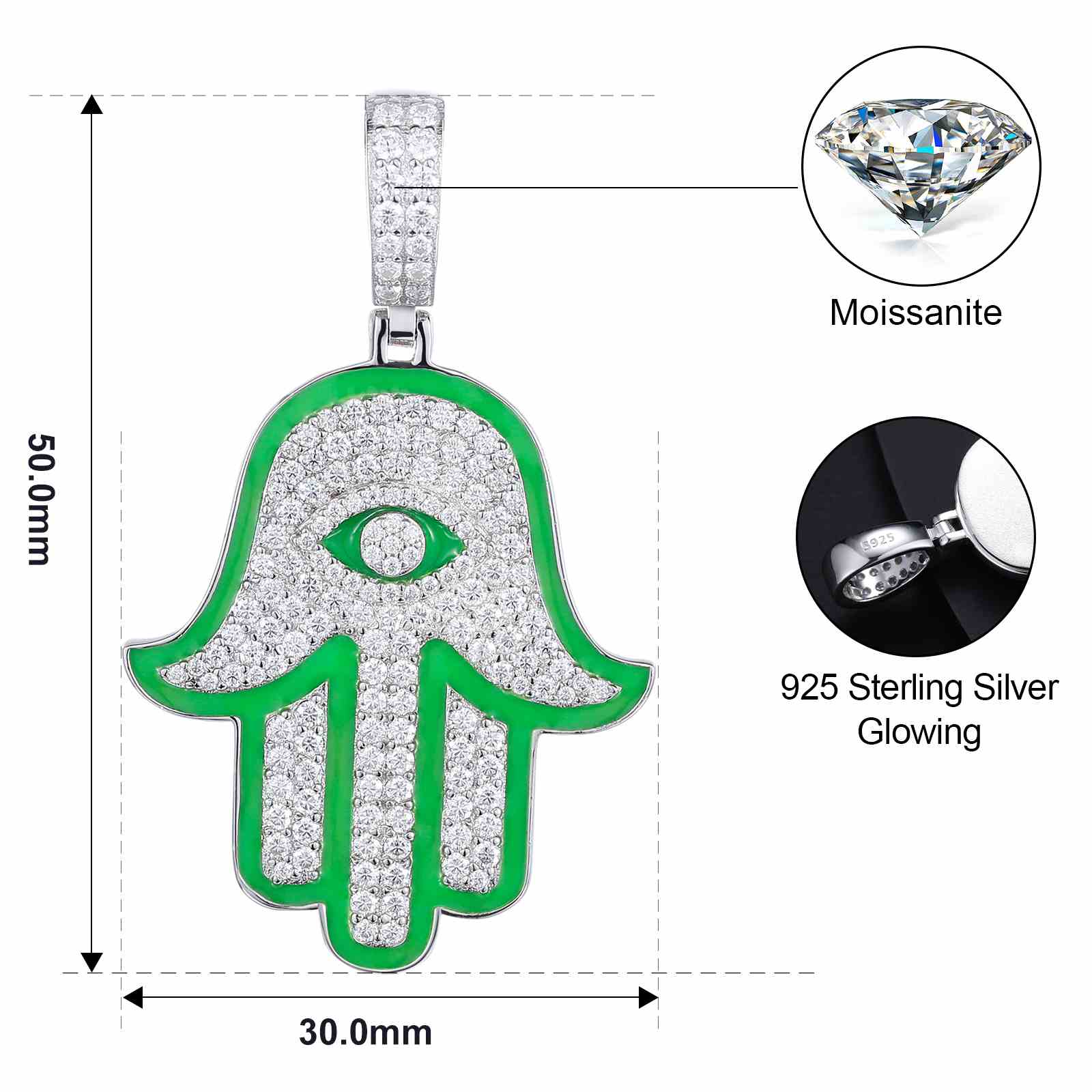 Glowing Evil Eye Hamsa Hand Pendant