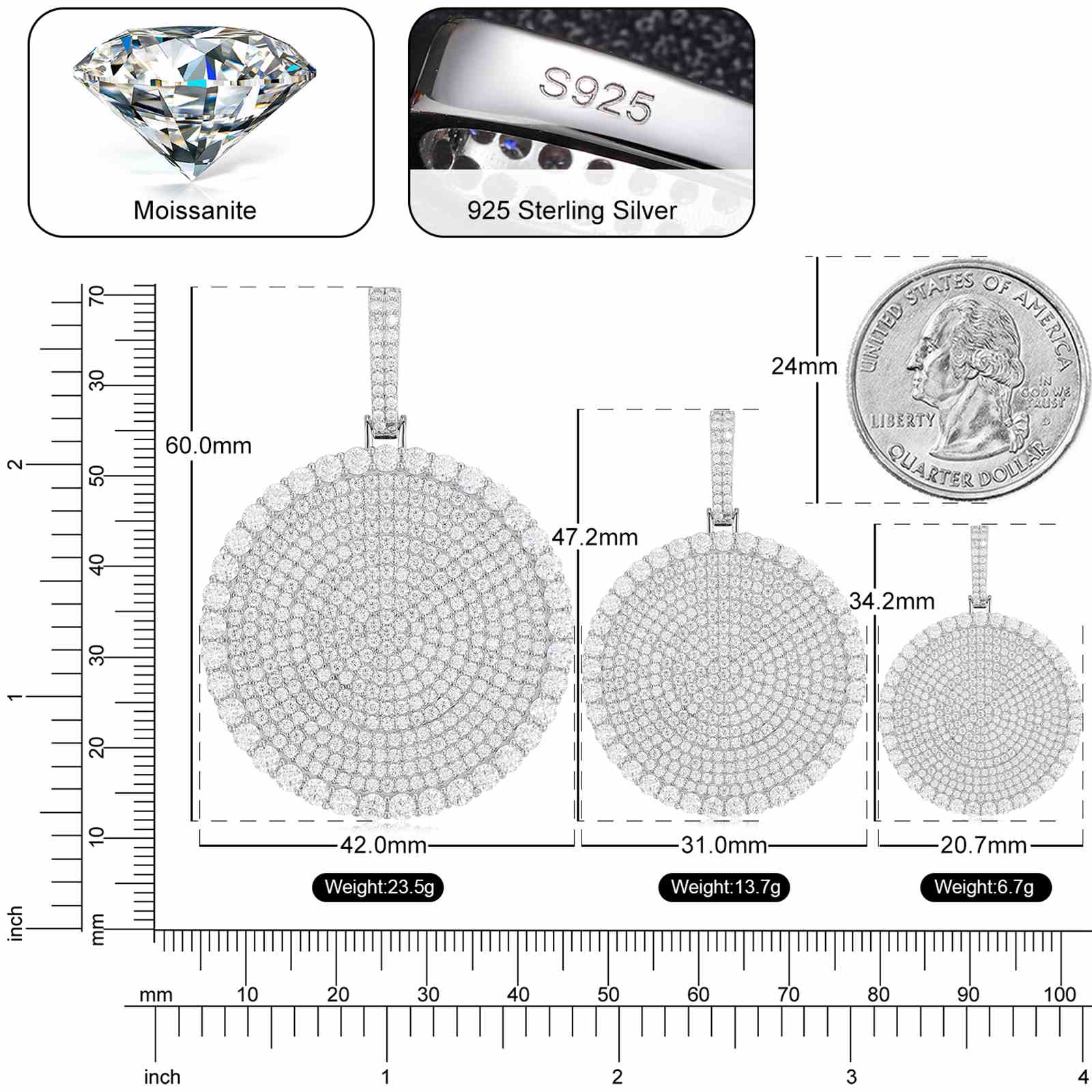 20/30/40mm Disc Coin Tag Pendant