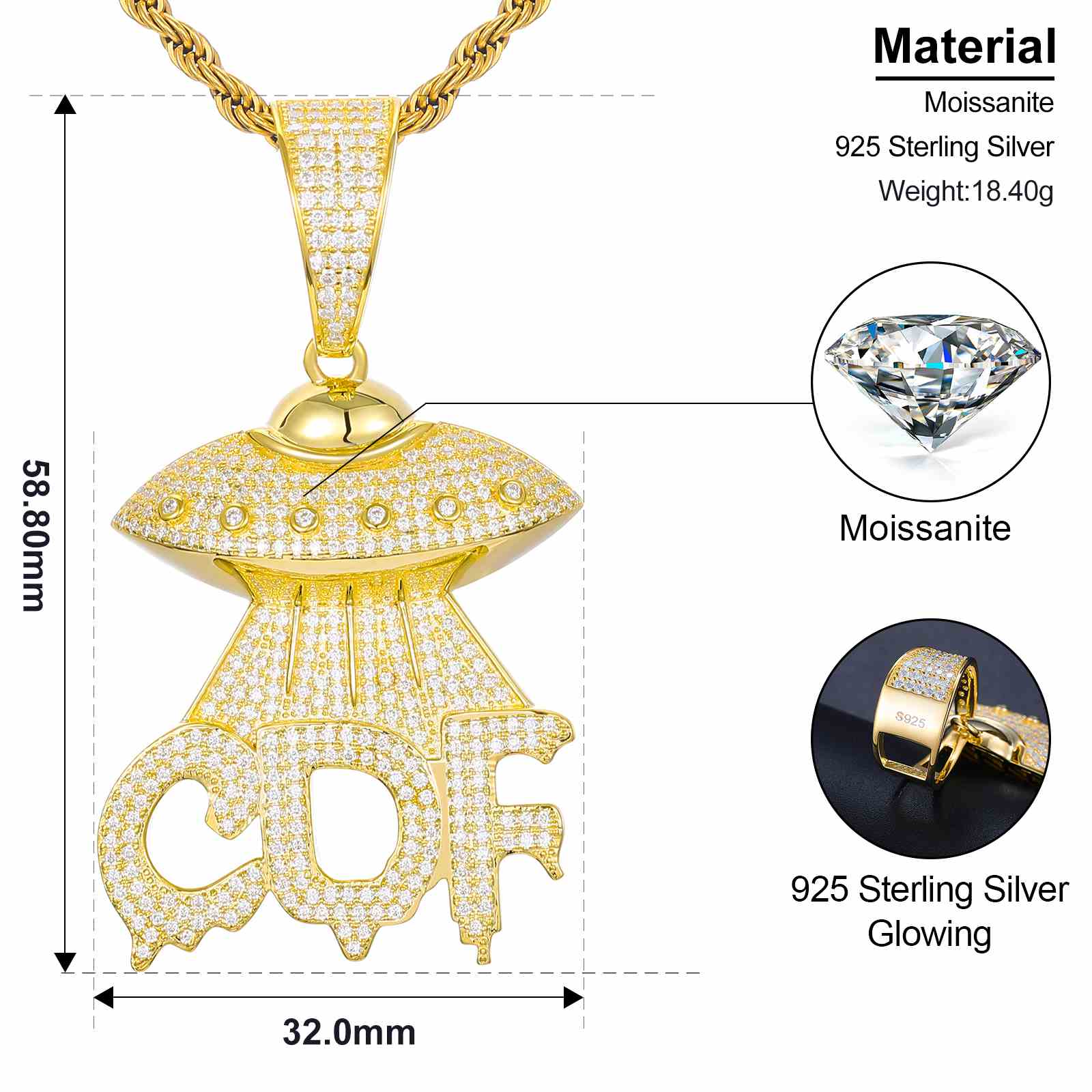 UFO Letter CDF Pendant