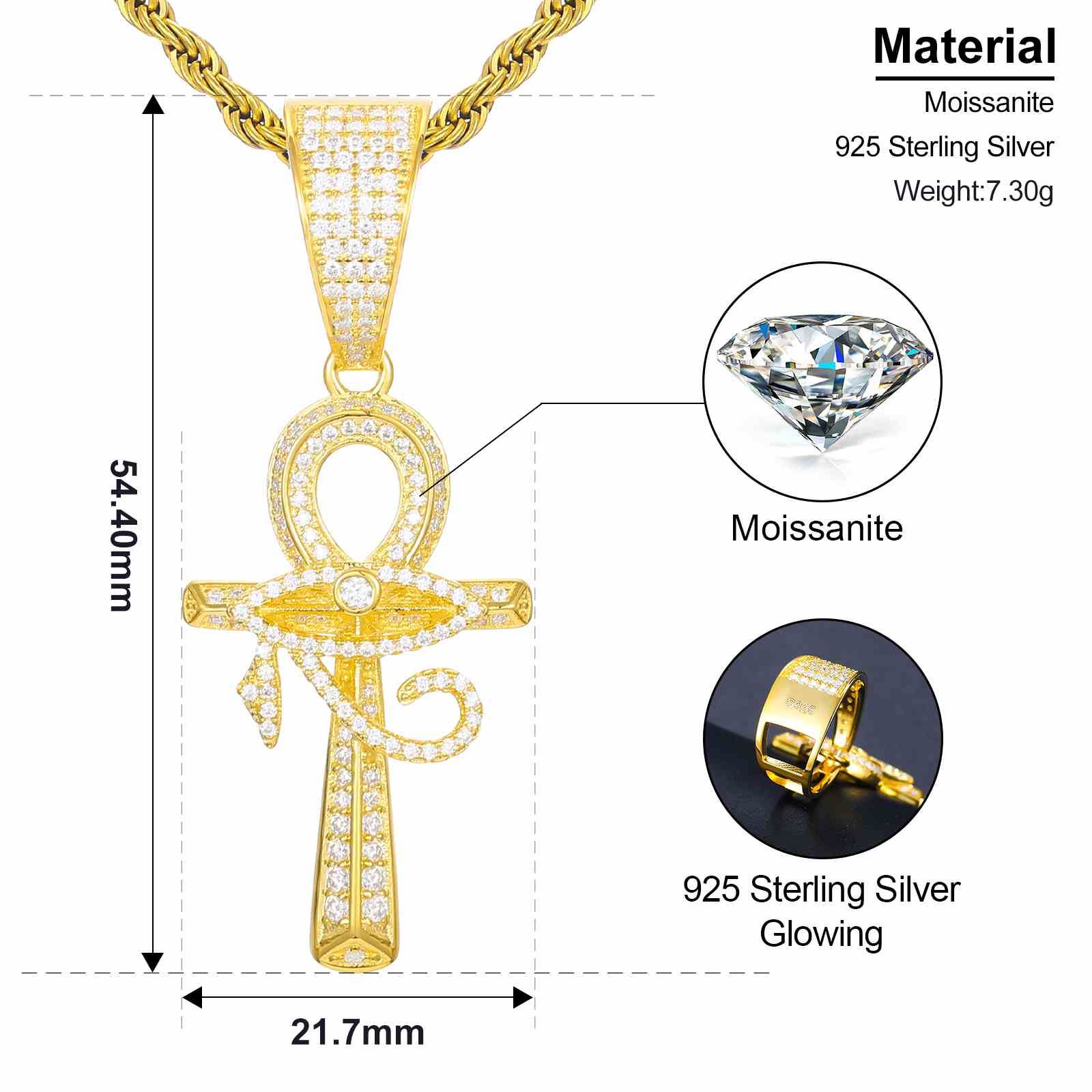 Evil Eye Ankh Cross Pendant