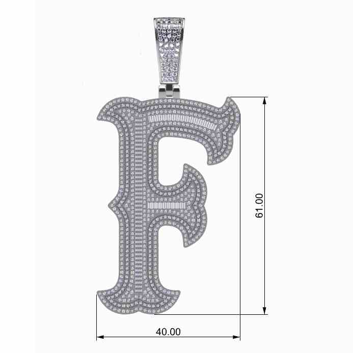 Big Size Baguette Diamond 26 Letters Pendant