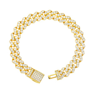 925 Silver Moissanite Iced Out Miami Cuban Link Bracelet for Men TQB0094