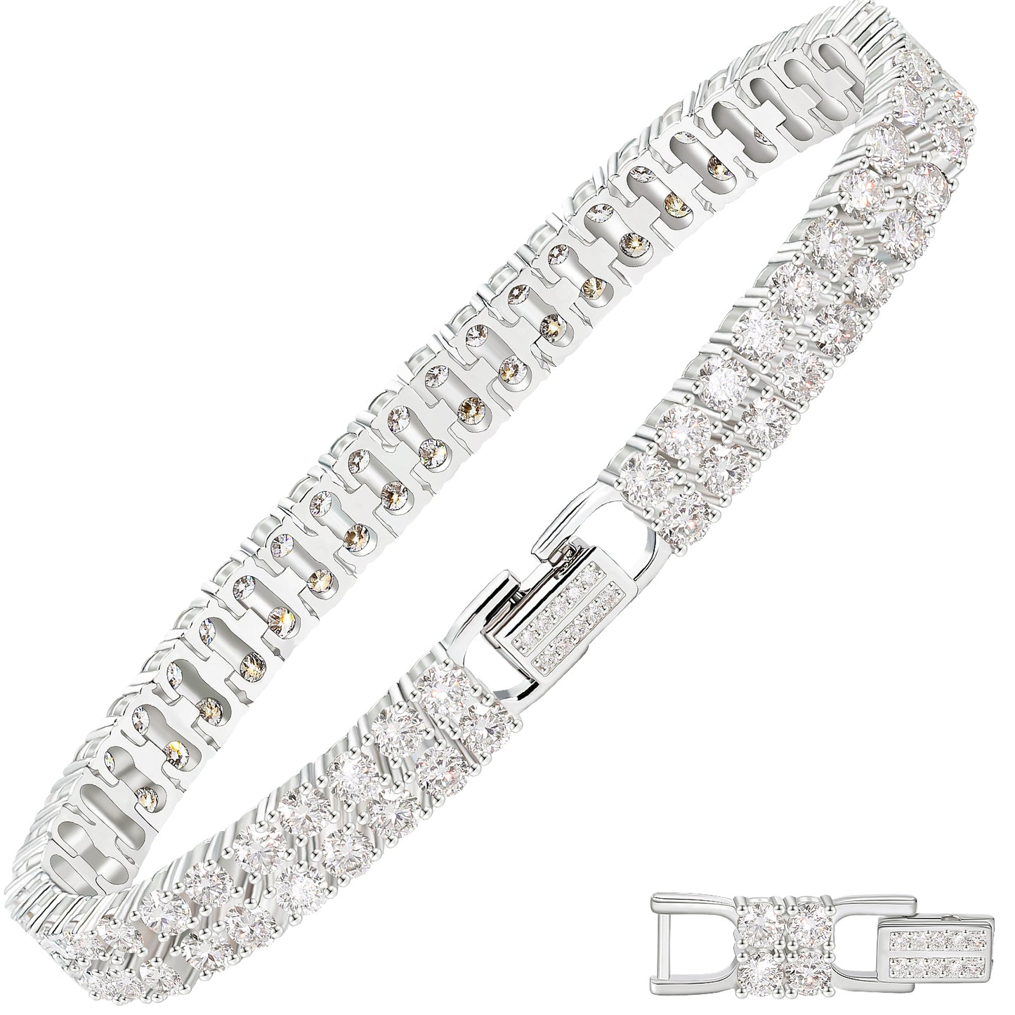 925 Silver Moissanite Double Row Tennis Bracelet for Women TQB0117