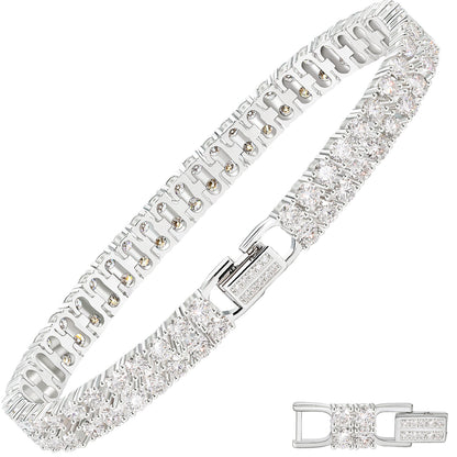 925 Silver Moissanite Double Row Tennis Bracelet for Women TQB0117
